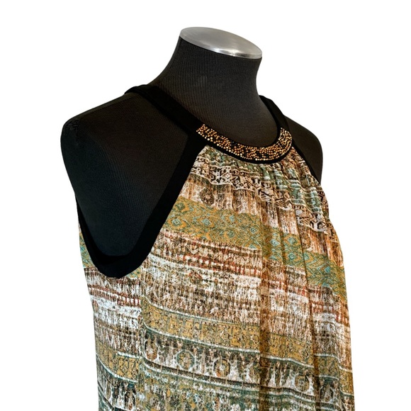 Dress Barn - Multicolor Print Beaded Stretch Halter Top – Petite Large - Picture 4 of 10